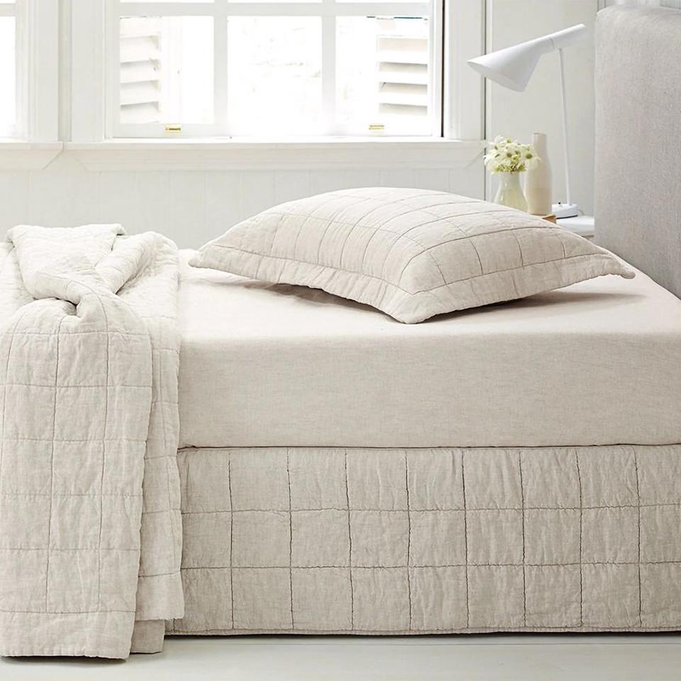 Sheridan Abbotson Linen Quilted Bed Skirt Flax
