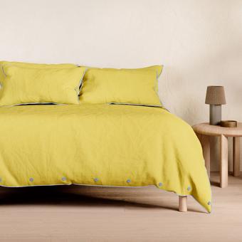 Bayley Washed Cotton Piped Quilt Cover Set (light sunlight)