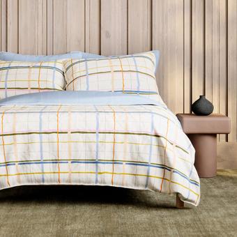 Bayley Washed Cotton Playful Plaid Quilt Cover Set (multi)