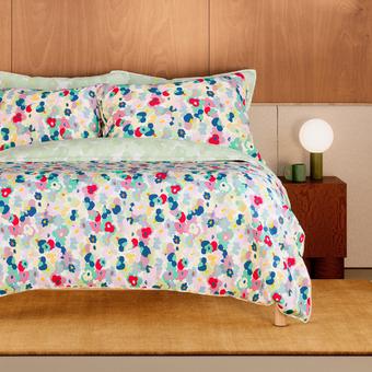 Bayley Washed Cotton Bloom Quilt Cover Set (poppy)