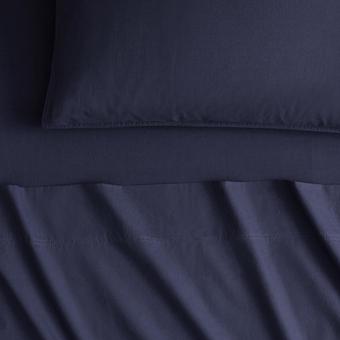Bayley Washed Percale Fitted Sheet (deep sea)