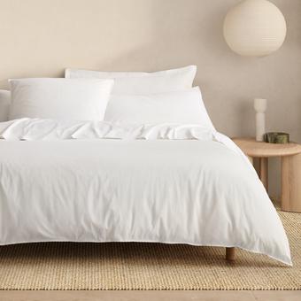 Bayley Washed Percale Quilt Cover Set (White)