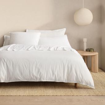 Callan Washed Percale Quilt Cover Set (White)