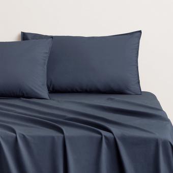 Callan Washed Percale Sheet Set (Navy)