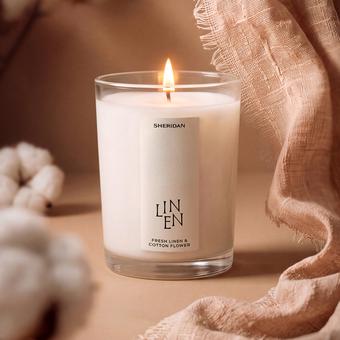 Linen Candle - Fresh Linen & Cotton Flower (Fresh Linen & Cotton Flower)