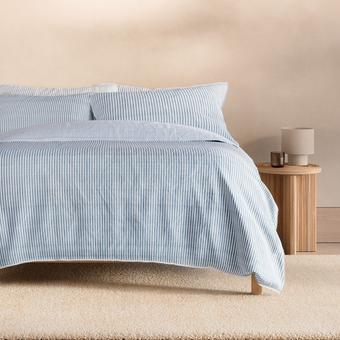 Reilly Stripe Duo Quilt Cover Set (chambray)