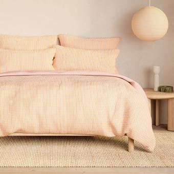 Romi Check European Pillowcase (orange sorbet)