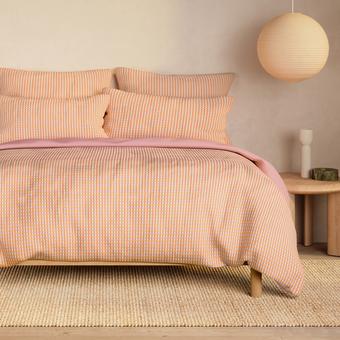 Romi Check Quilt Cover Set (orange sorbet)