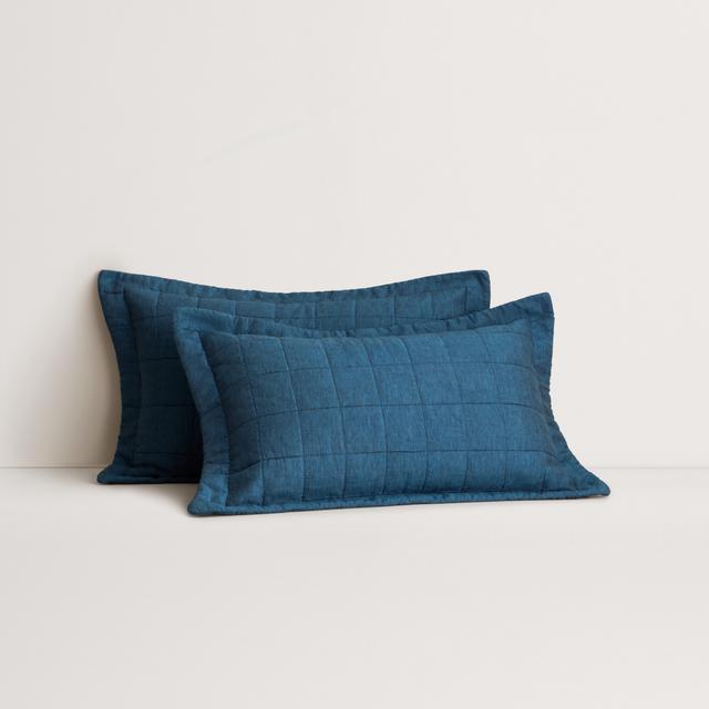Abbotson Linen Pillowcase Sham in deep blue marle