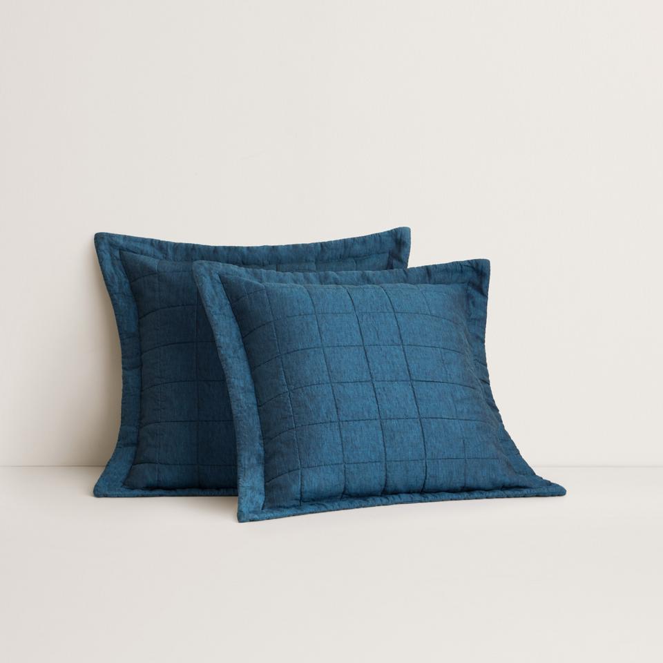 Abbotson Linen European Pillow Sham in deep blue marle