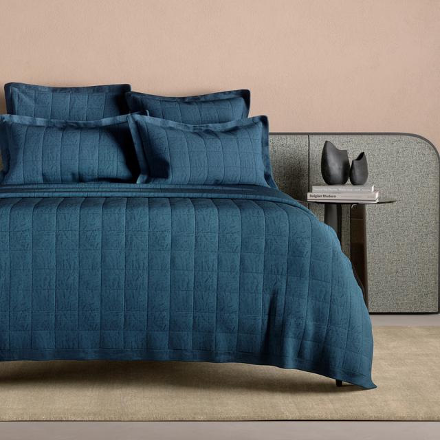 Abbotson Linen European Pillow Sham in deep blue marle