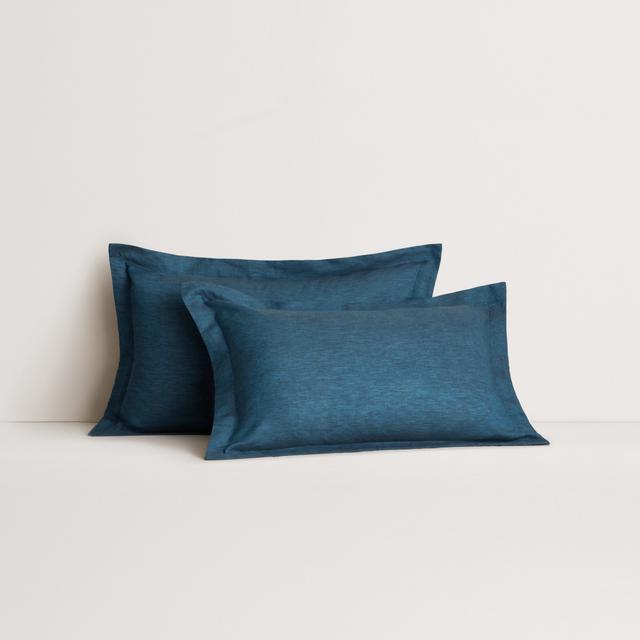 Abbotson Linen Tailored Pillowcase Pair in deep blue marle