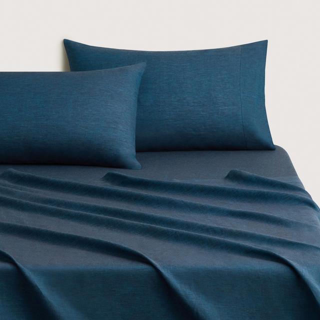 Abbotson European Flax Linen Flat Sheet in deep blue marle