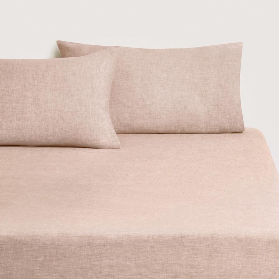 Abbotson European Flax Linen Fitted Sheet in clay marle