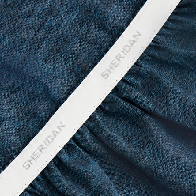 Abbotson Linen Fitted Sheet in deep blue marle