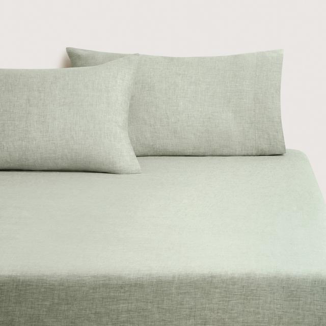 Abbotson Linen Fitted Sheet in moss marle