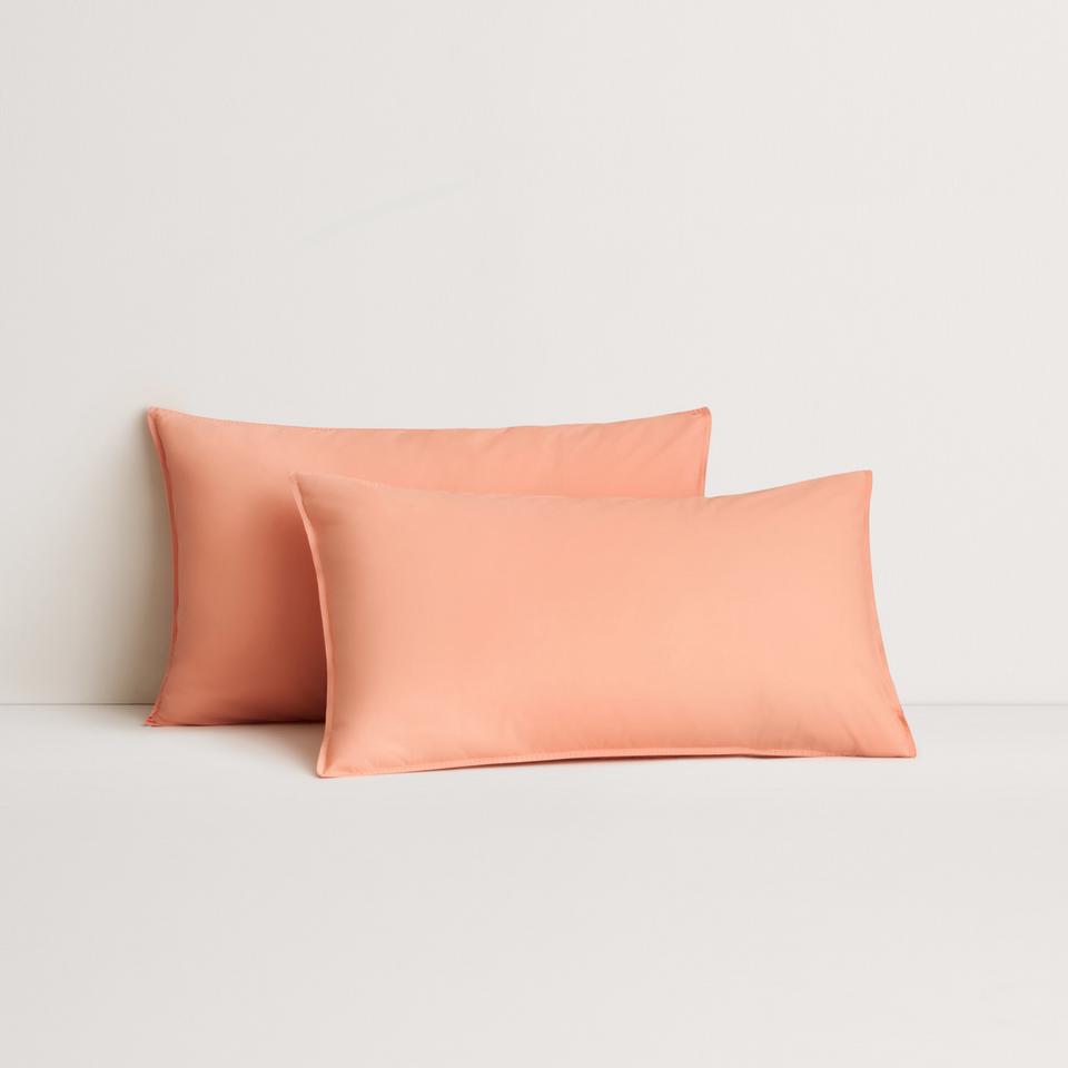 Bayley Washed Cotton Pillowcase Pair in peach blush
