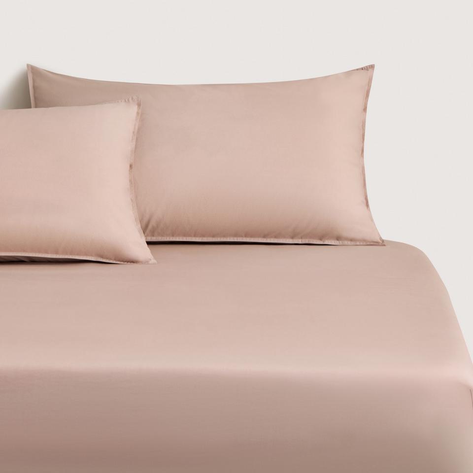 Bayley Washed Percale Fitted Sheet in clay