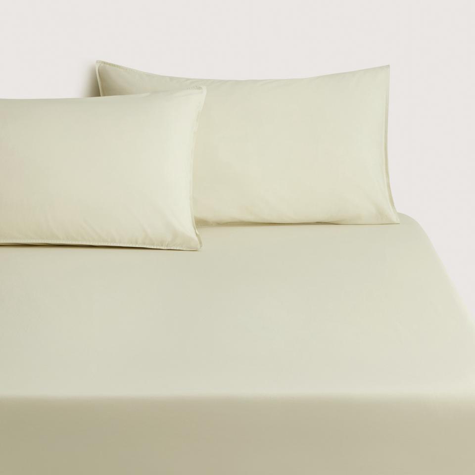 Bayley Washed Cotton Fitted Sheet in soft green
