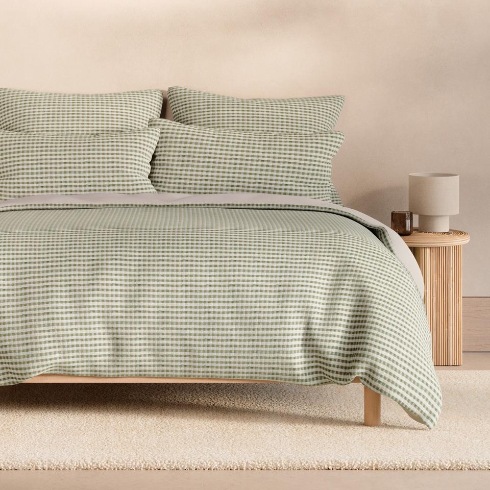 Romi Check Quilt Cover Set in Vine