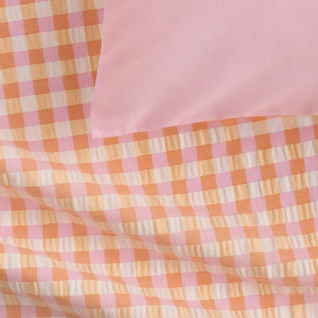 Romi Check European Pillowcase in orange sorbet