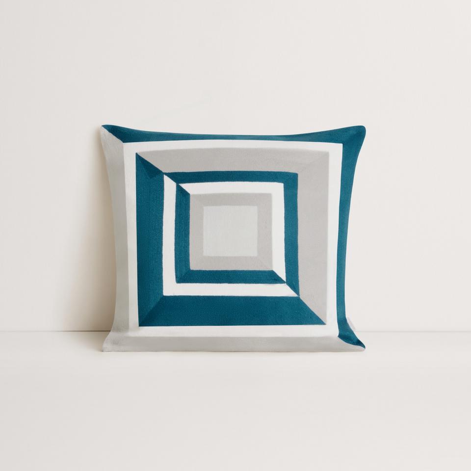 Mazey Square Cushion in deep blue
