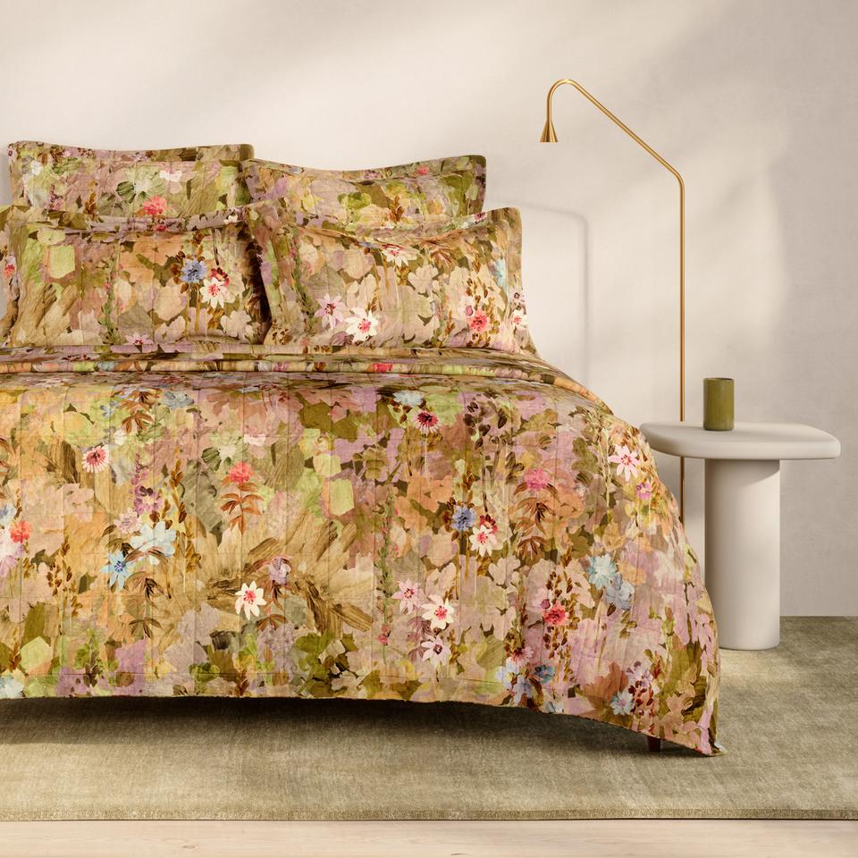 Abbotson Linen Ariee Bed Cover in moss