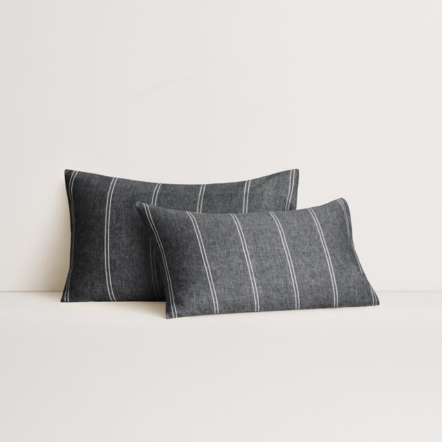 Abbotson Linen Duo Pillowcase Pair in ebony marle