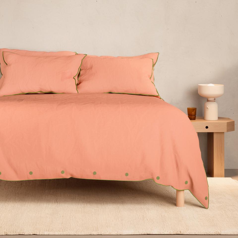 Bayley Washed Cotton Piped Quilt Cover Set