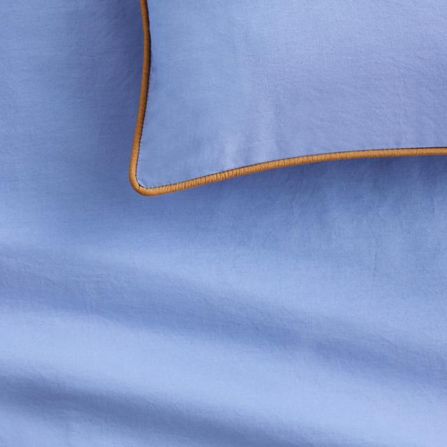 Bayley Washed Cotton Piped Quilt Cover Set in cornflower