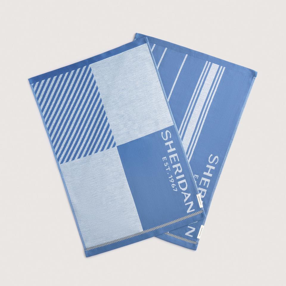 Vero Tea Towel Set - Two Pack in pacific blue