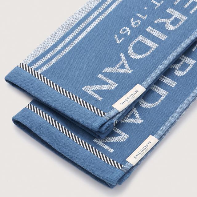 Vero Tea Towel Set - Two Pack in pacific blue