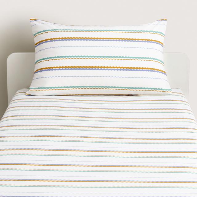 Skwiggle Fitted Sheet Set in white