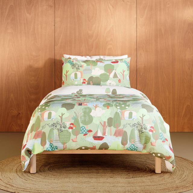 Little Camp Quilt Cover Set in honey dew