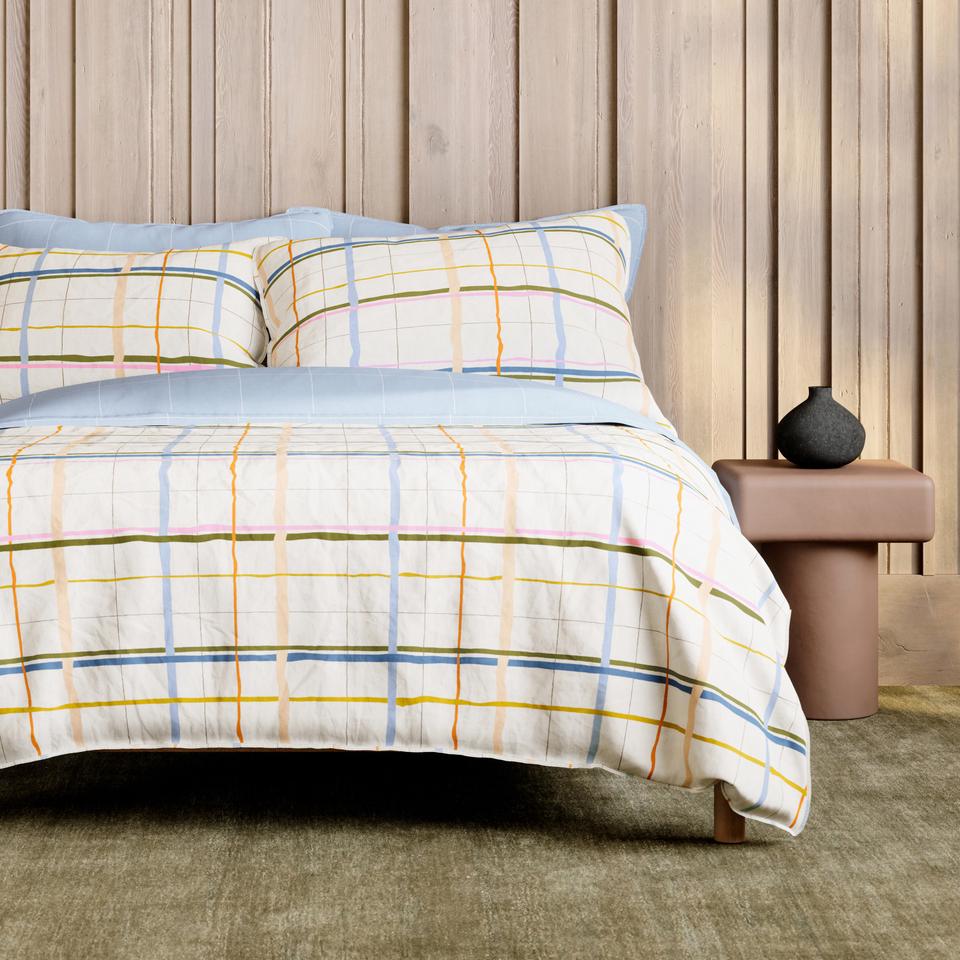 Bayley Washed Cotton Playful Plaid Quilt Cover Set in multi