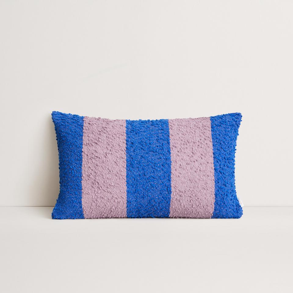 Etta Stripe Breakfast Cushion in cobalt