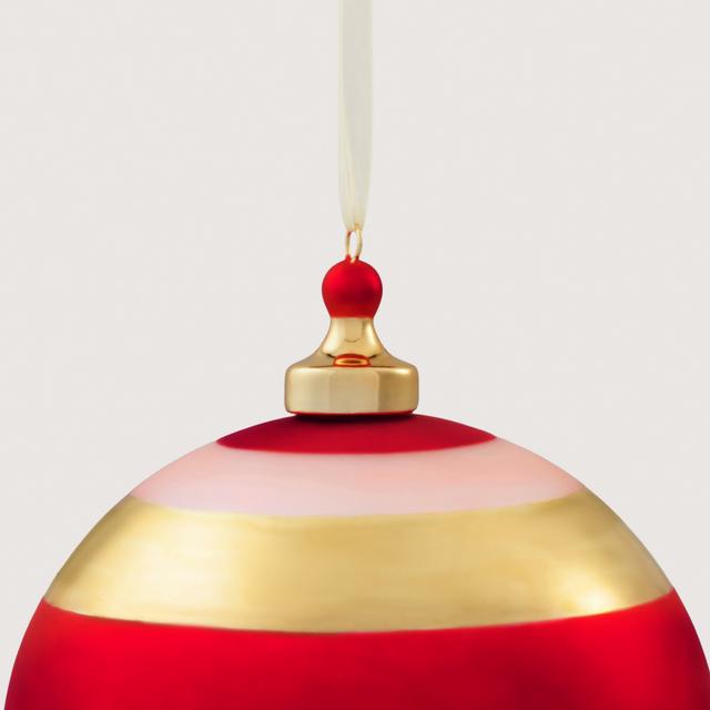 Wide Stripe Metallic 12cm Glass Ball