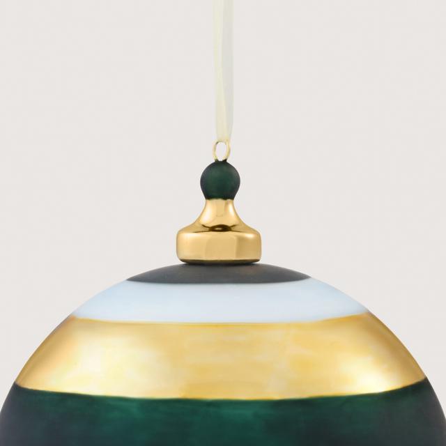 Wide Stripe Metallic 12cm Glass Ball