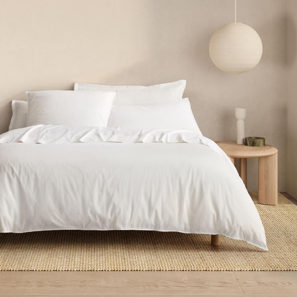 Callan Washed Percale Quilt Cover Set white